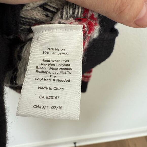Talbots Fair Isle Nordic Button Up Cardigan Red Black White Large Lambswool - Picture 4 of 7